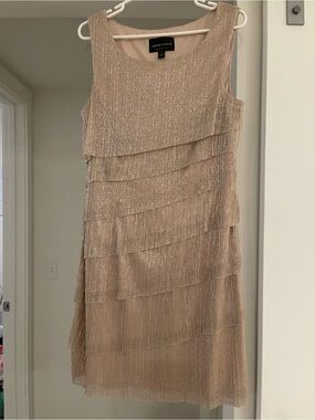 connected apparel Gold-Tone Layered Midi Dress